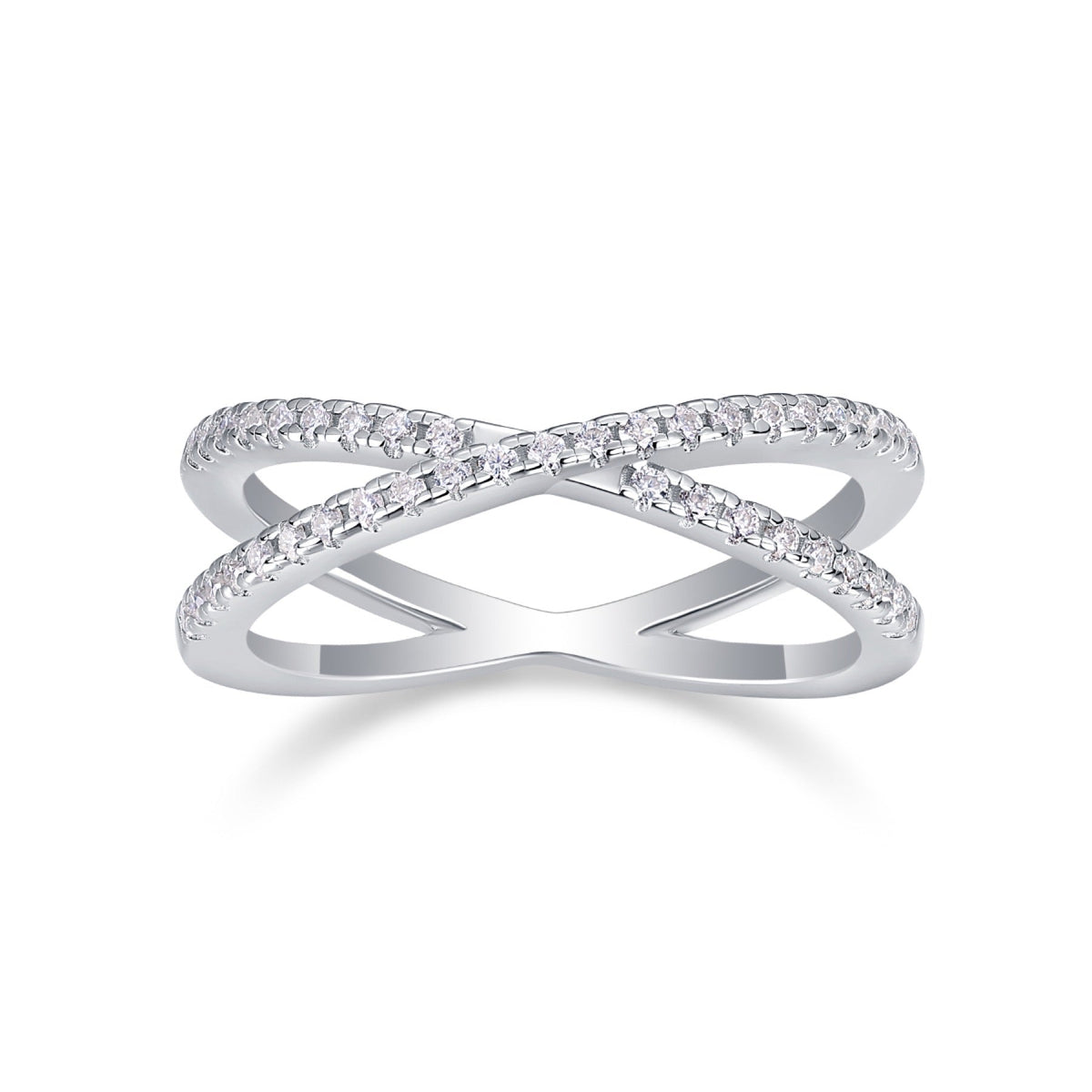 Intertwine Moissanite Band Ring in Sterling Silver