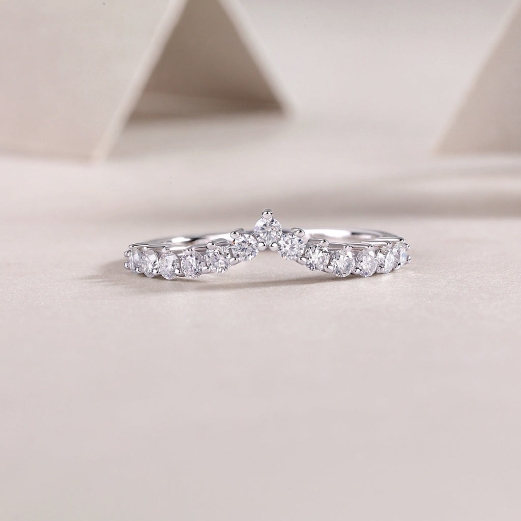 Tiara Moissanite Band Ring in Sterling Silver