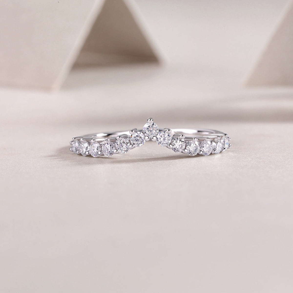 Tiara Moissanite Band Ring in Sterling Silver