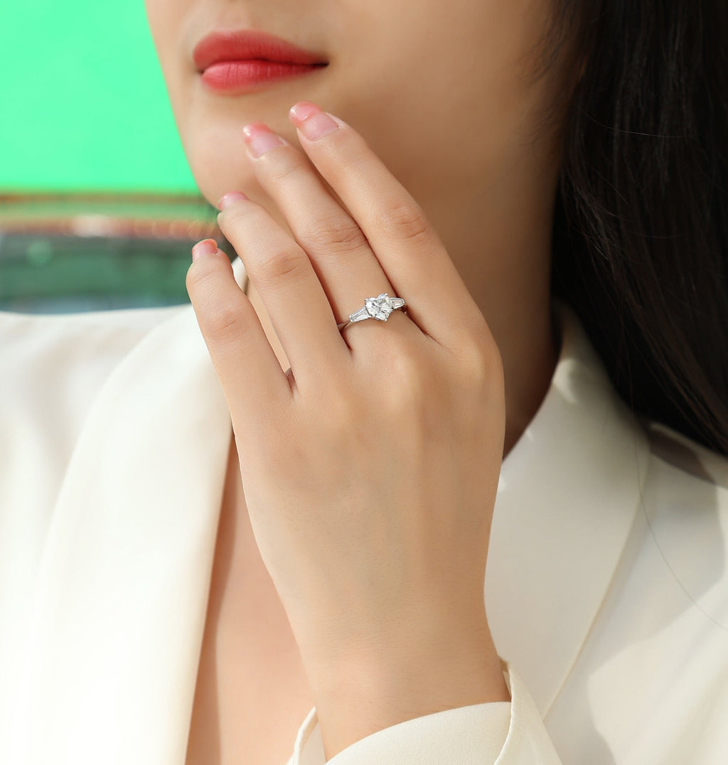 Heartborn Heart-Cut Moissanite Solitaire Ring in Sterling Silver