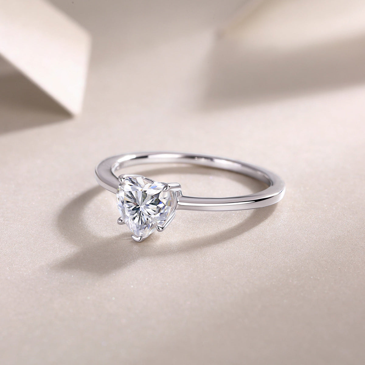 Promise Heart-Cut Moissanite Solitaire Ring in Sterling Silver