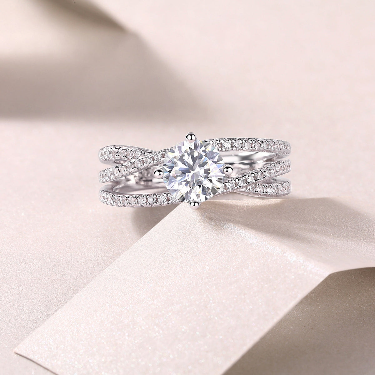 Skybound Moissanite Solitaire Ring in Sterling Silver