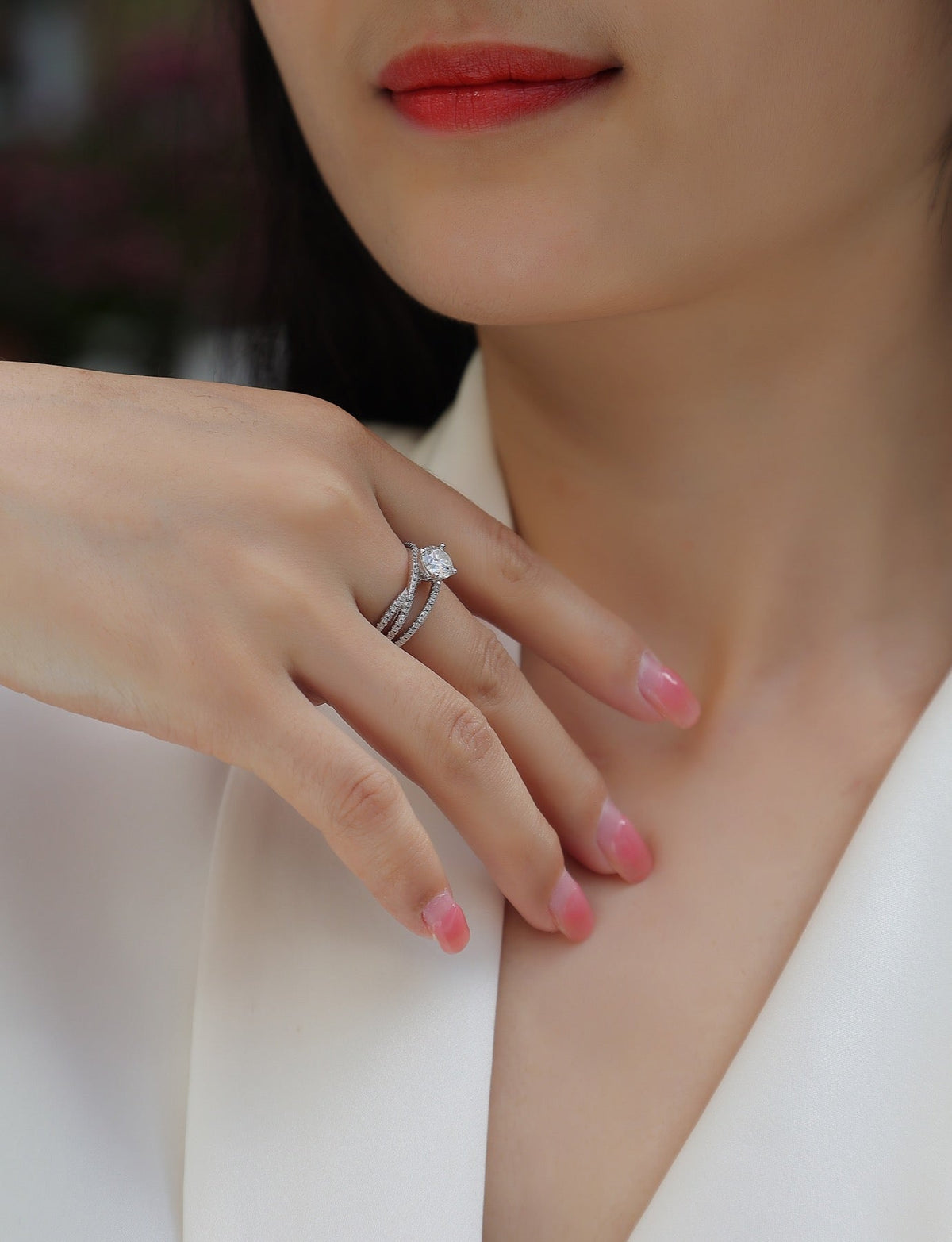 Skybound Moissanite Solitaire Ring in Sterling Silver
