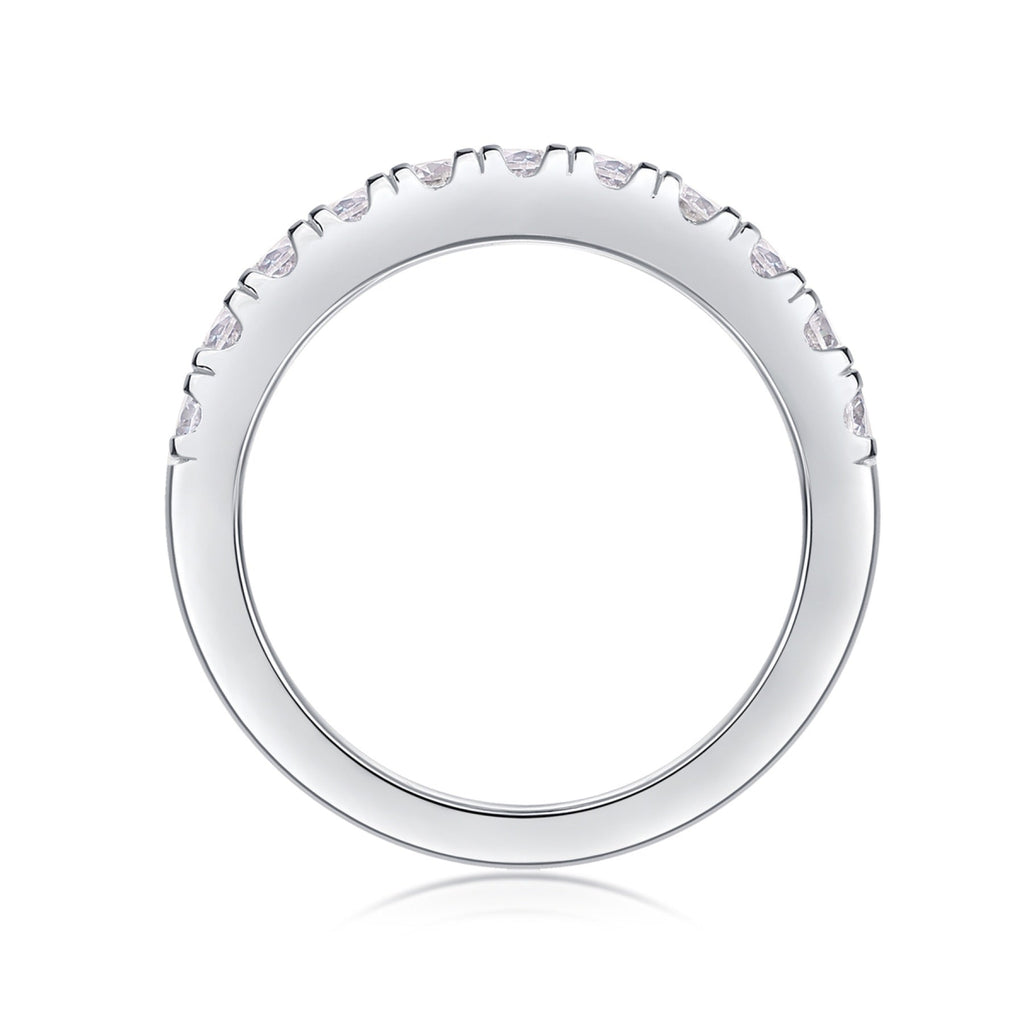 Wayfarer Moissanite Eternity Band Ring in Sterling Silver