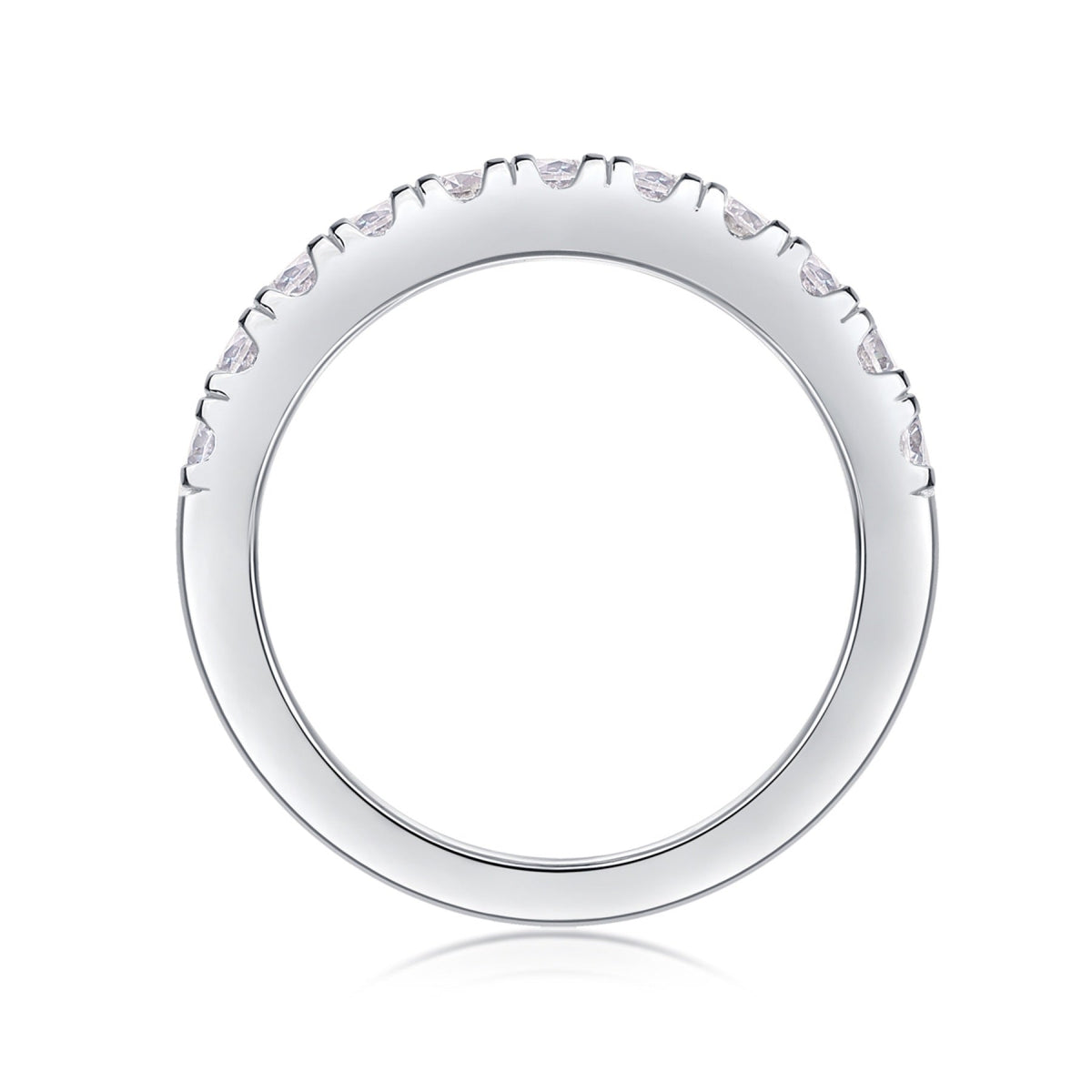 Wayfarer Moissanite Eternity Band Ring in Sterling Silver