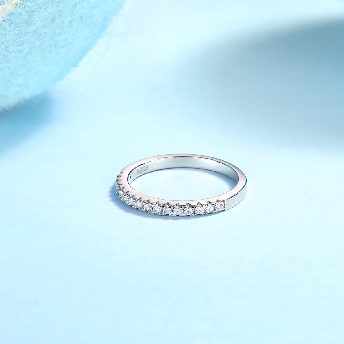 Wayfarer Moissanite Eternity Band Ring in Sterling Silver