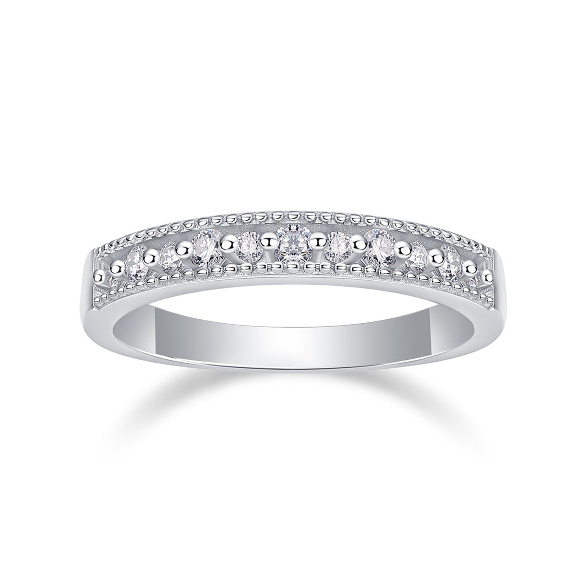 Resonance Moissanite Band Ring in Sterling Silver
