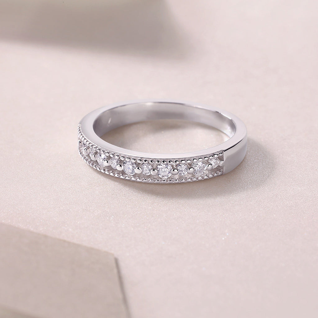 Resonance Moissanite Band Ring in Sterling Silver