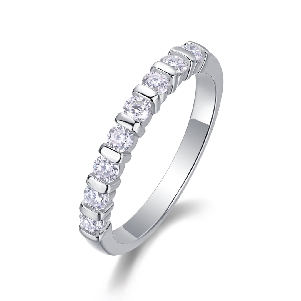 Quinta Moissanite Five-Stone Ring in Sterling Silver