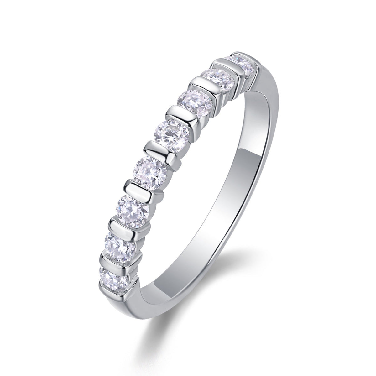 Quinta Moissanite Five-Stone Ring in Sterling Silver
