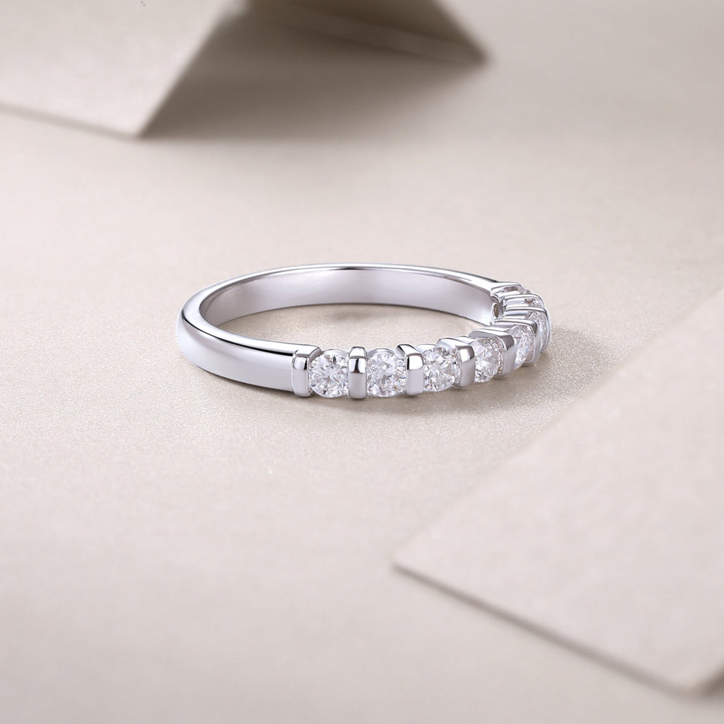 Quinta Moissanite Five-Stone Ring in Sterling Silver