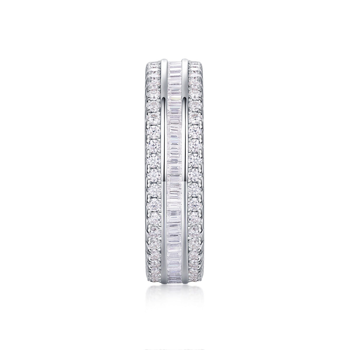 Parallel Moissanite Band Ring in Sterling Silver