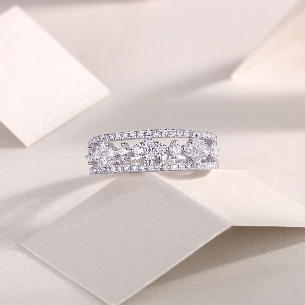 Monet Moissanite Band Ring in Sterling Silver