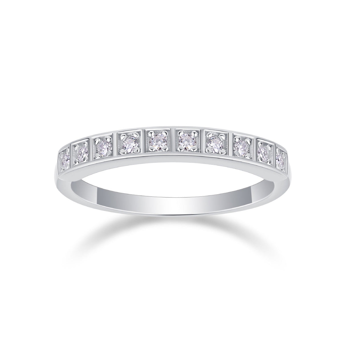 Dawnlight Moissanite Band Ring in Sterling Silver