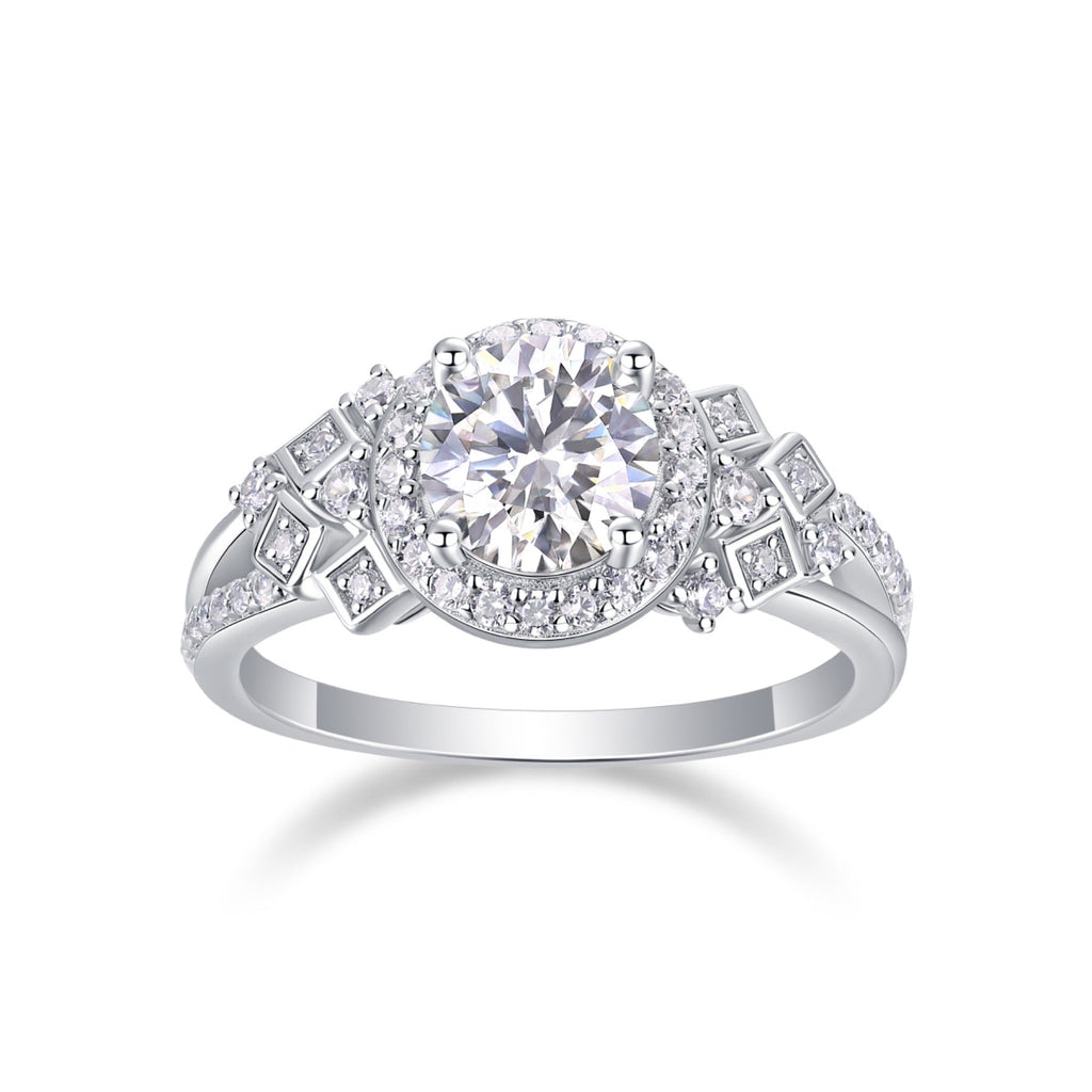 Harbor Moissanite Three-Stone Ring in Sterling Silver