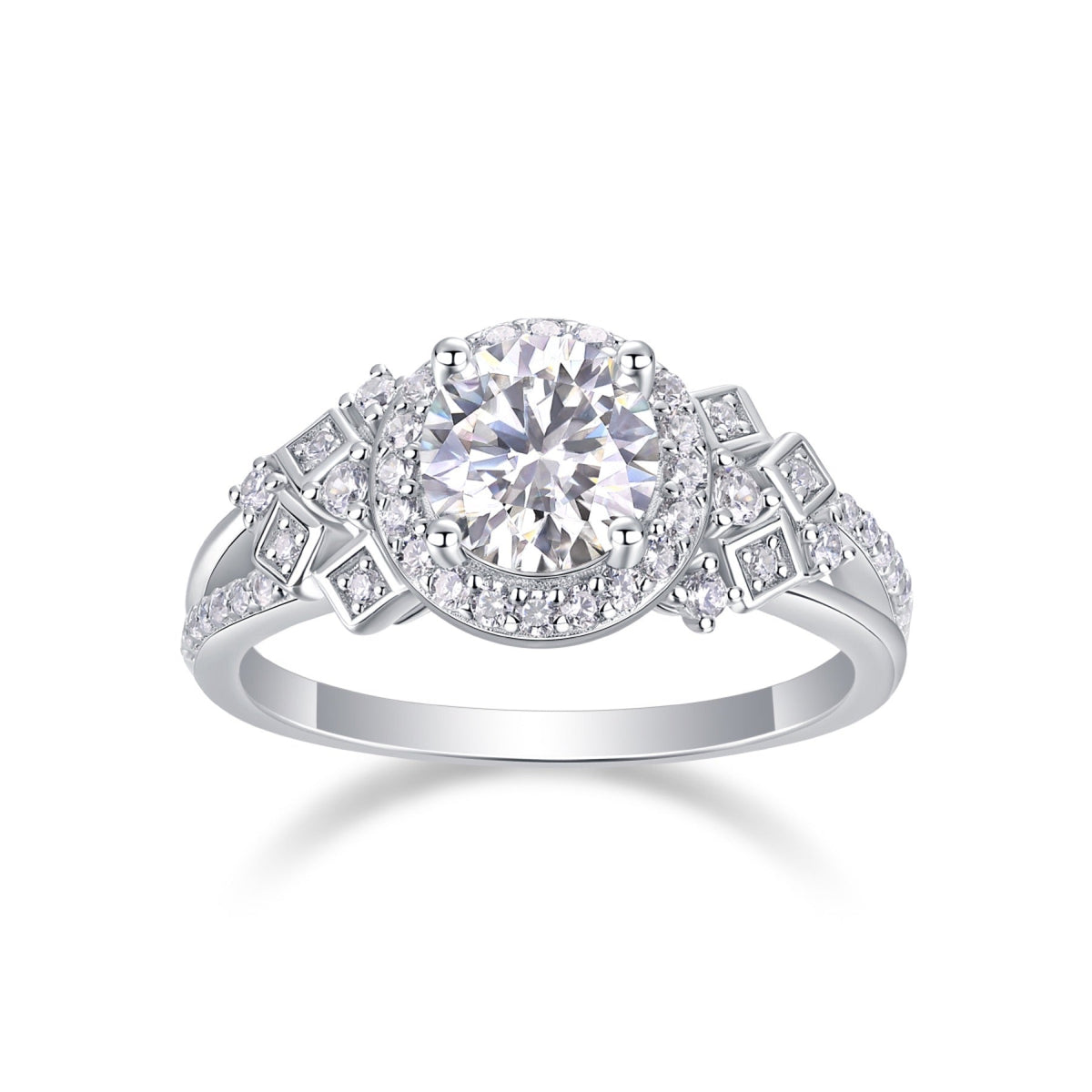 Harbor Moissanite Three-Stone Ring in Sterling Silver