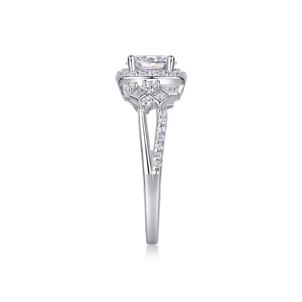 Harbor Moissanite Three-Stone Ring in Sterling Silver
