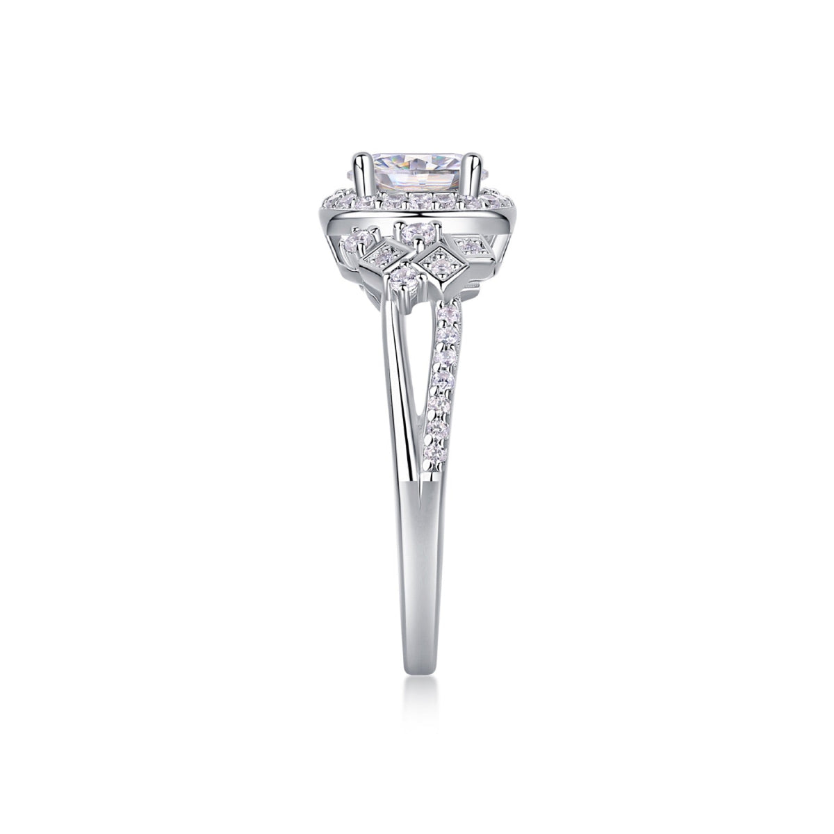 Harbor Moissanite Three-Stone Ring in Sterling Silver