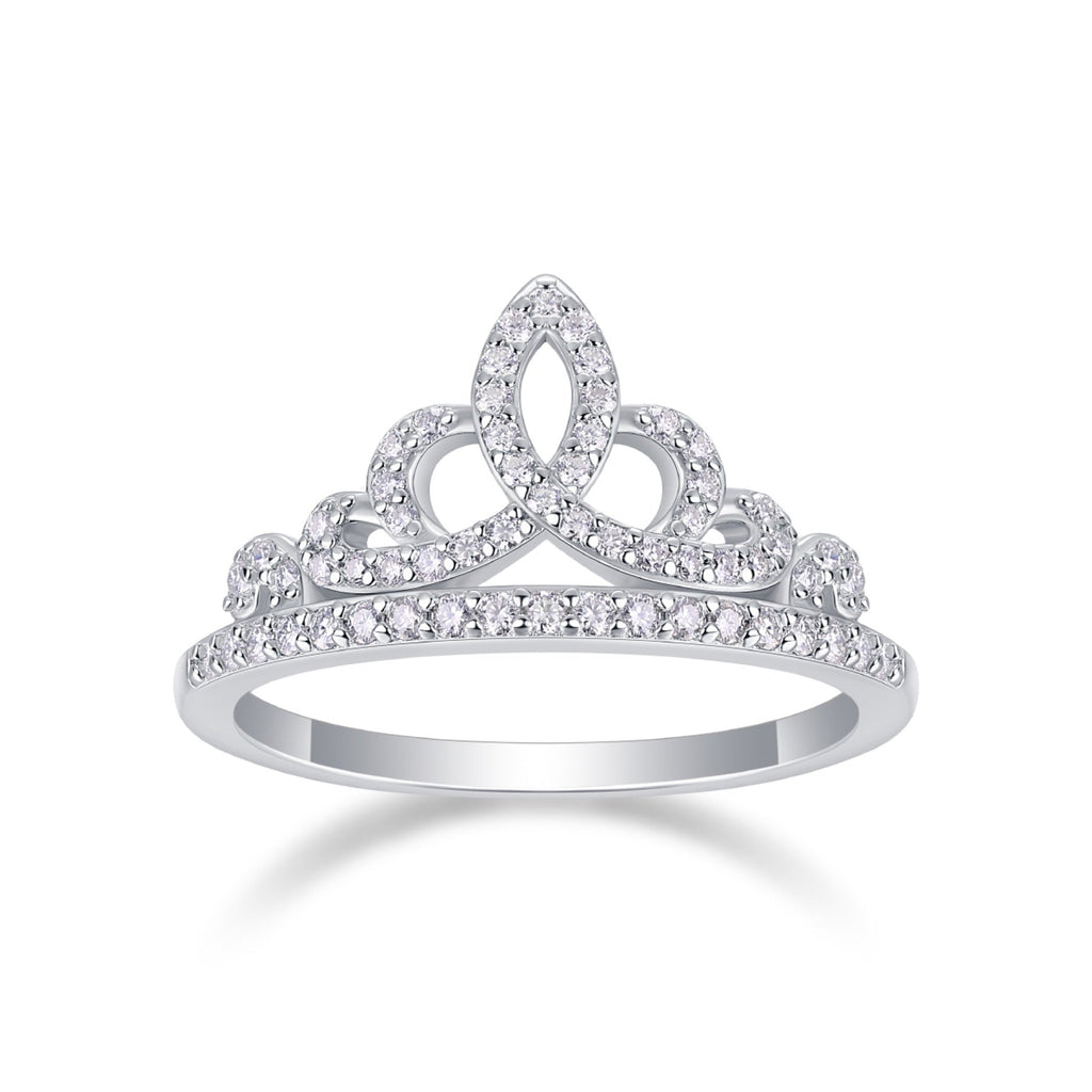 Crown Moissanite Band Ring in Sterling Silver