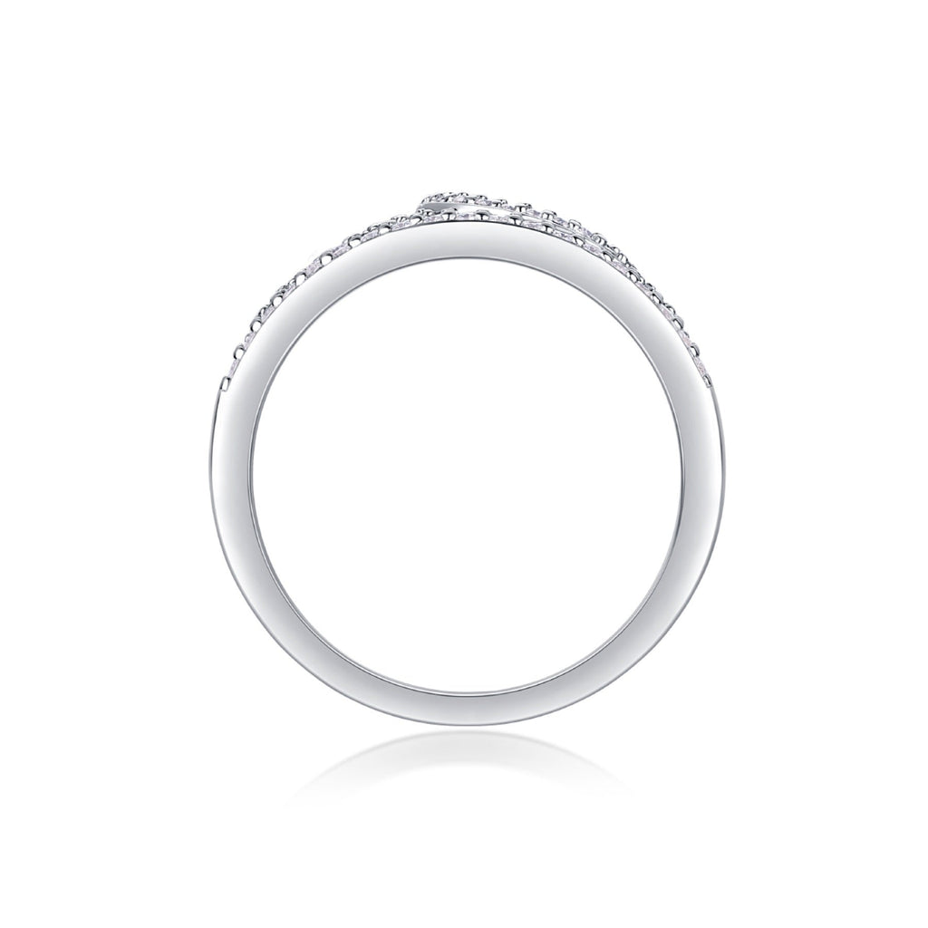 Crown Moissanite Band Ring in Sterling Silver