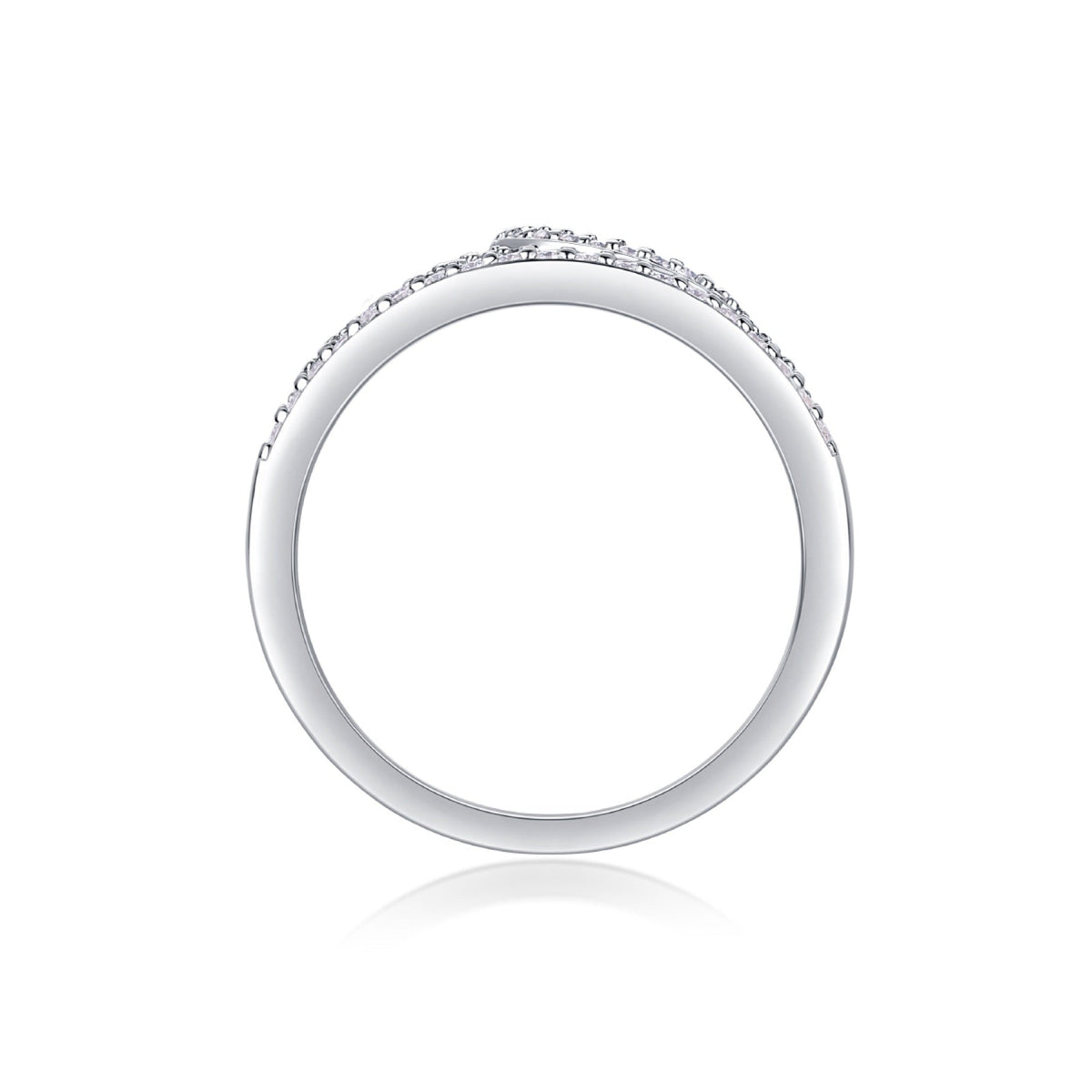 Crown Moissanite Band Ring in Sterling Silver