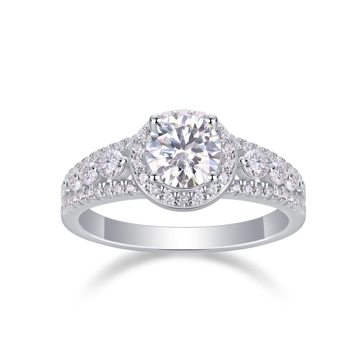 Shower Oval-Cut Moissanite Halo Ring in Sterling Silver
