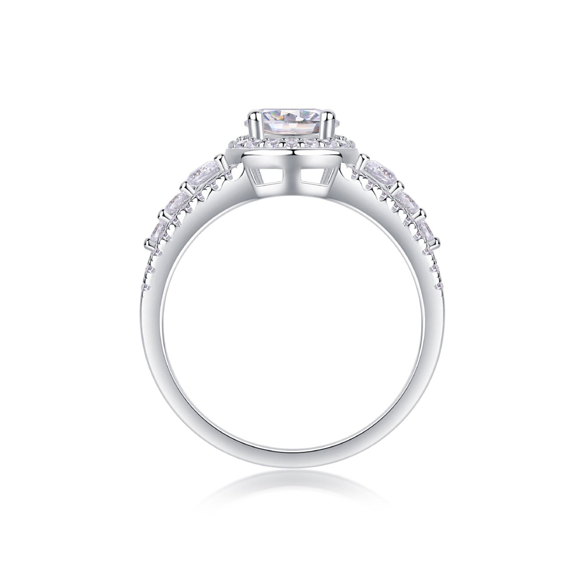 Shower Oval-Cut Moissanite Halo Ring in Sterling Silver