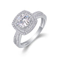 Holiday Cushion-Cut Moissanite Halo Ring in Sterling Silver