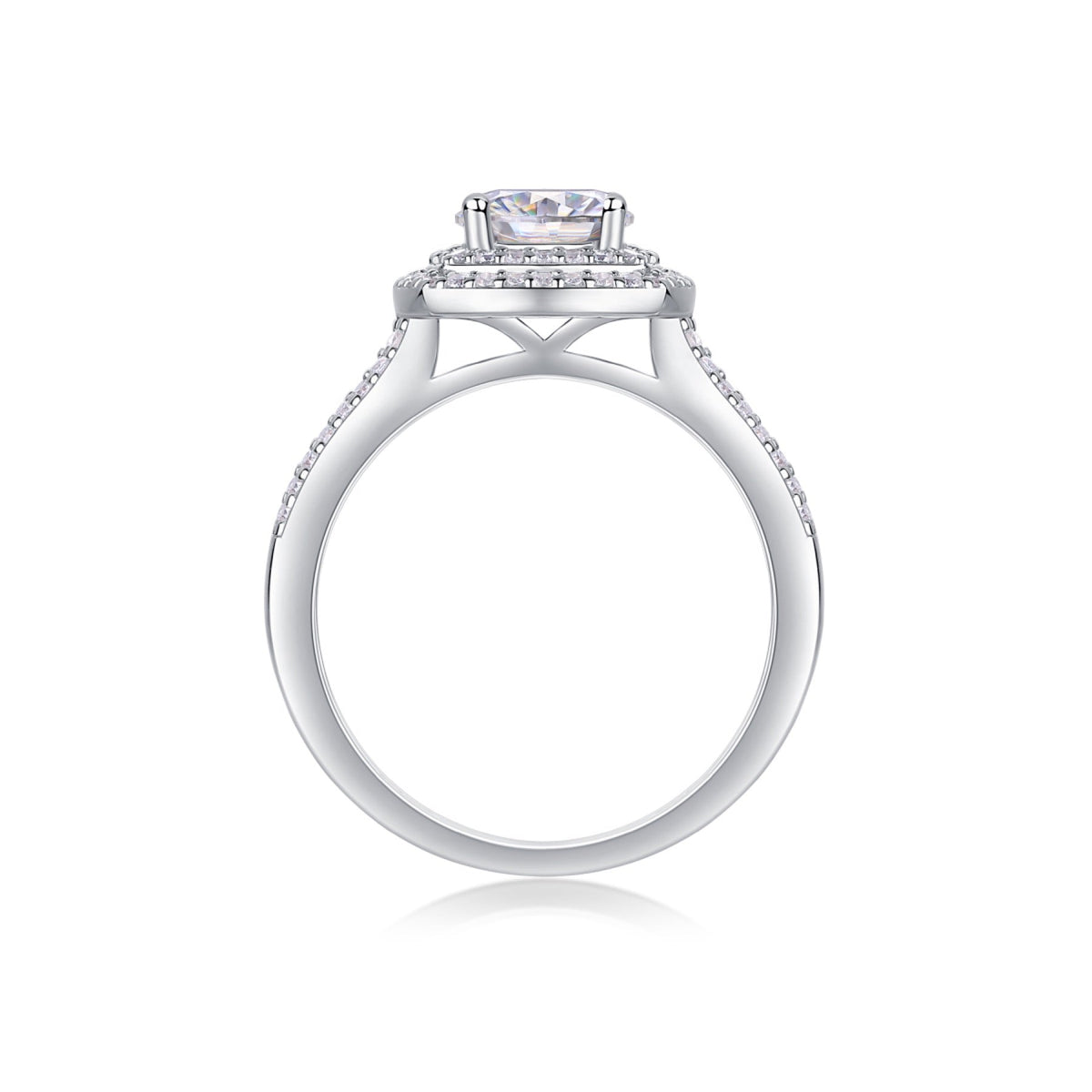 Holiday Cushion-Cut Moissanite Halo Ring in Sterling Silver