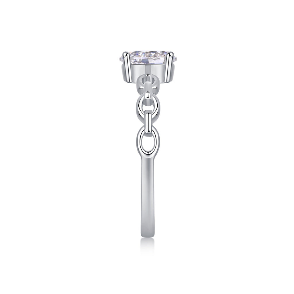 Rive Gauche Oval-Cut Moissanite Solitaire Ring in Sterling Silver