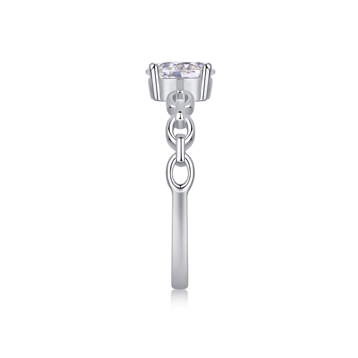 Rive Gauche Oval-Cut Moissanite Solitaire Ring in Sterling Silver