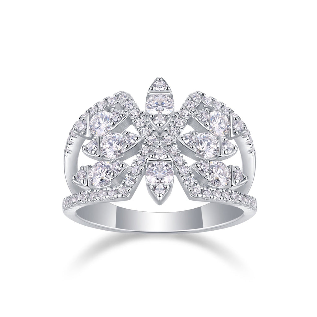 Fleur Moissanite Band Ring in Sterling Silver