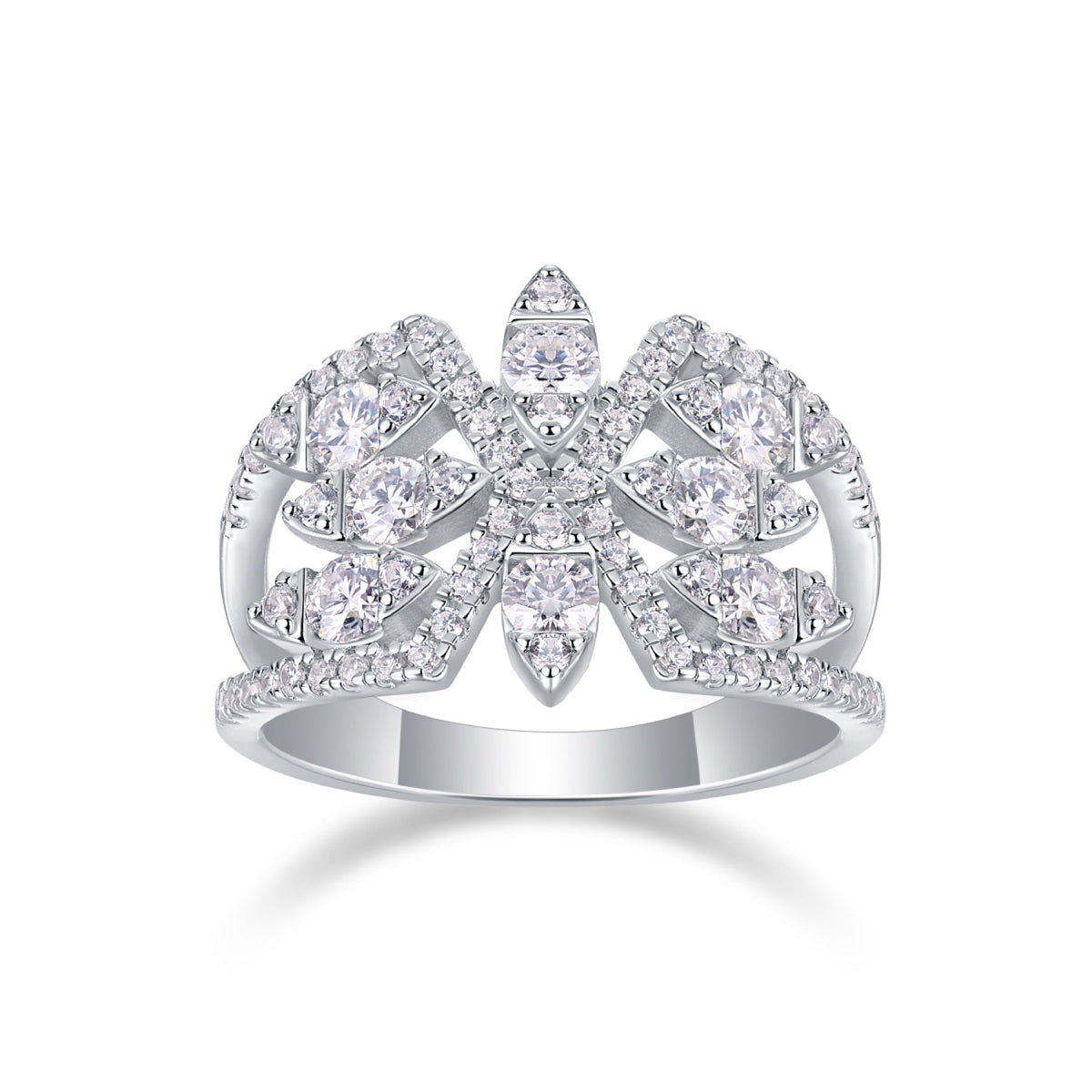 Fleur Moissanite Band Ring in Sterling Silver