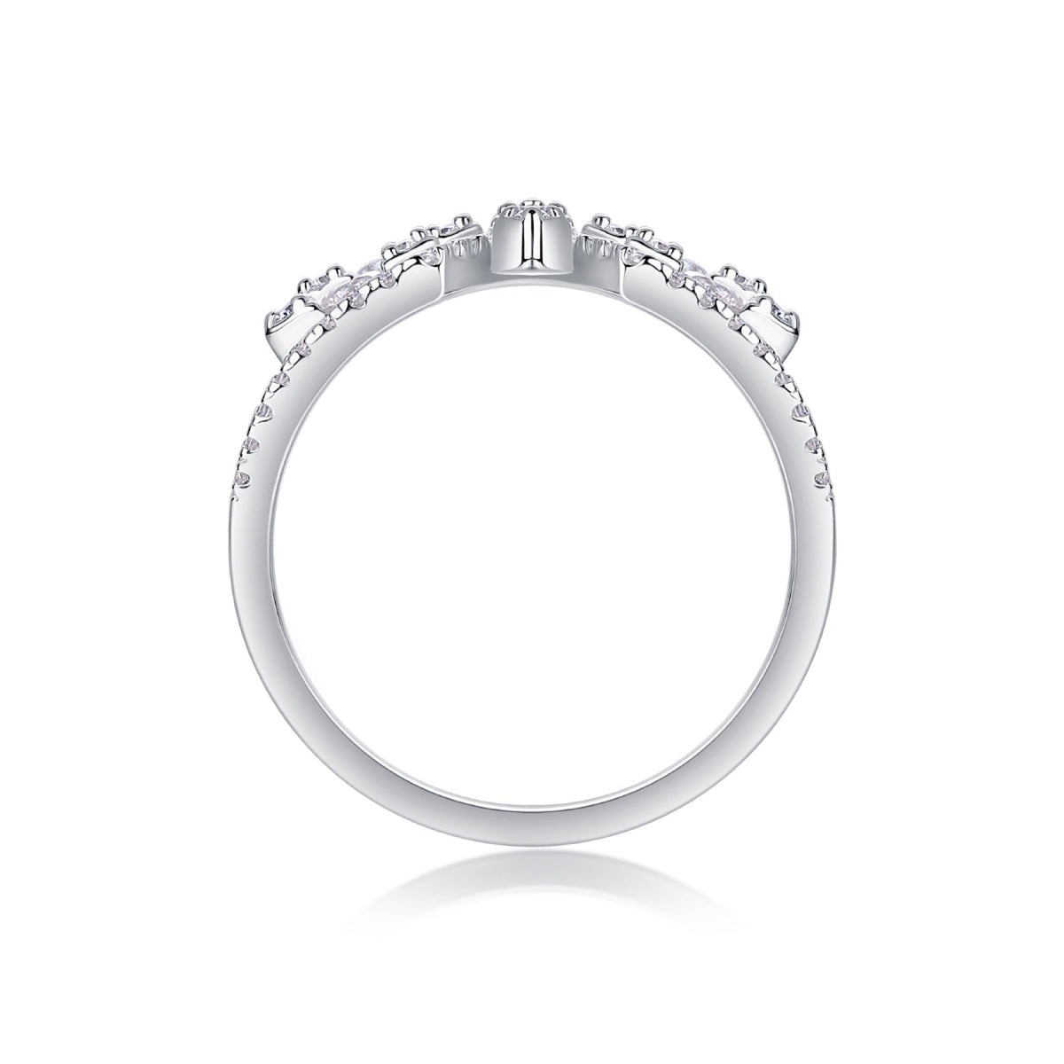 Fleur Moissanite Band Ring in Sterling Silver