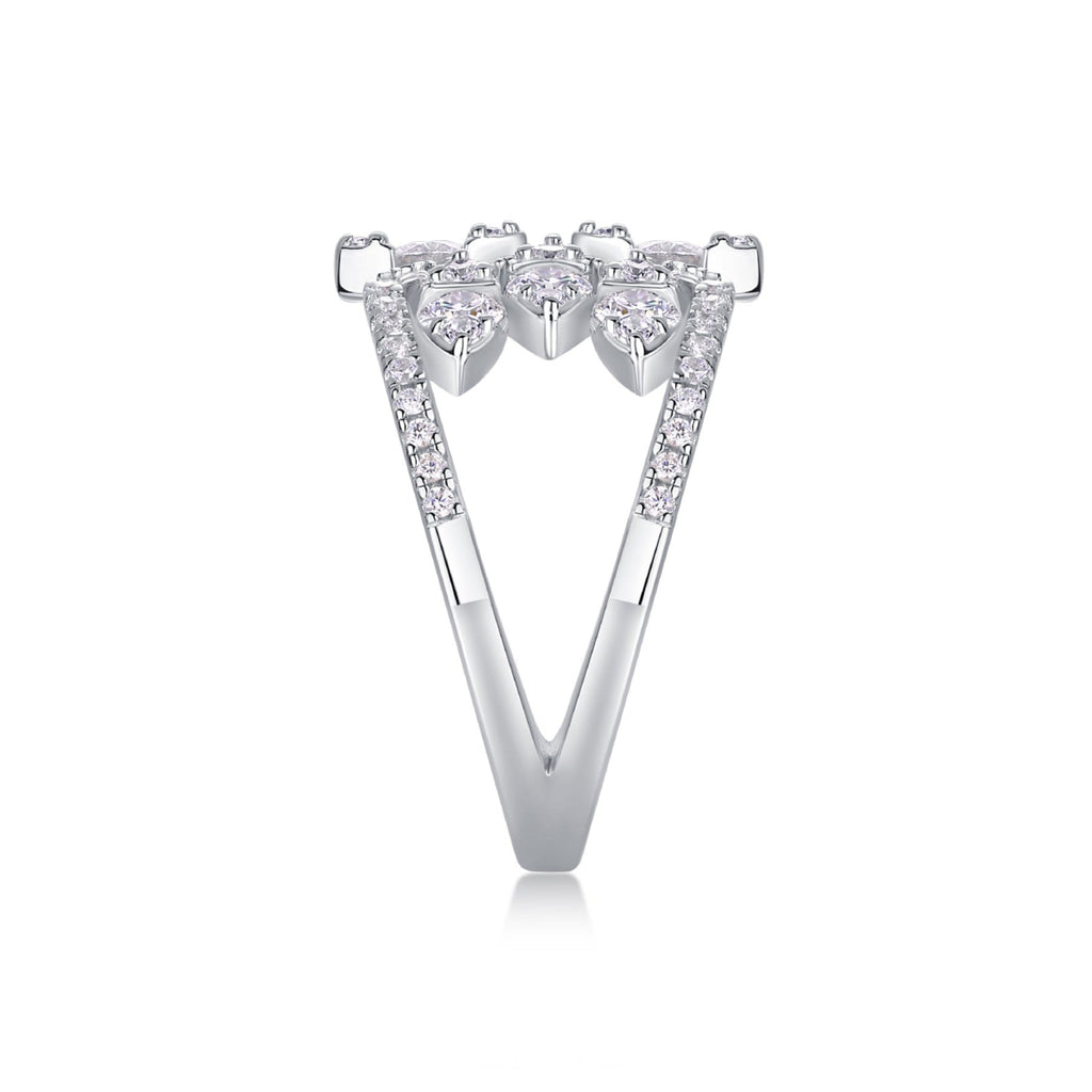 Fleur Moissanite Band Ring in Sterling Silver