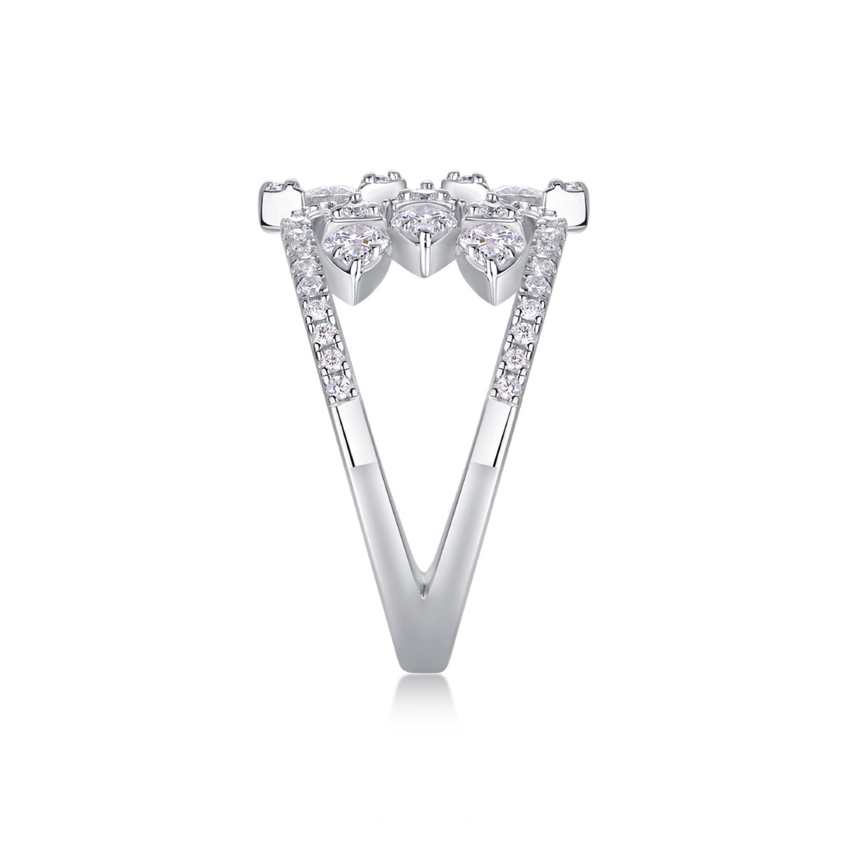 Fleur Moissanite Band Ring in Sterling Silver