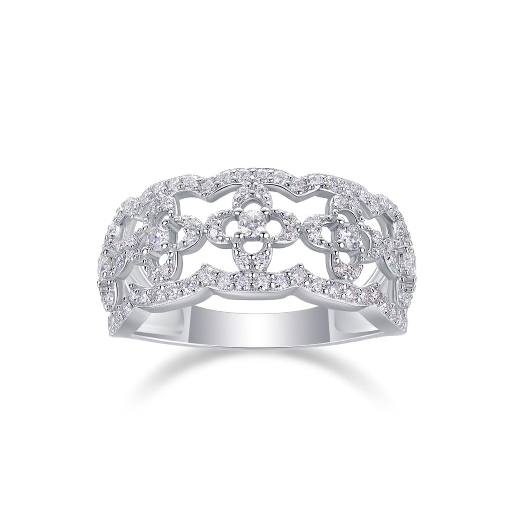 Danza Moissanite Band Ring in Sterling Silver