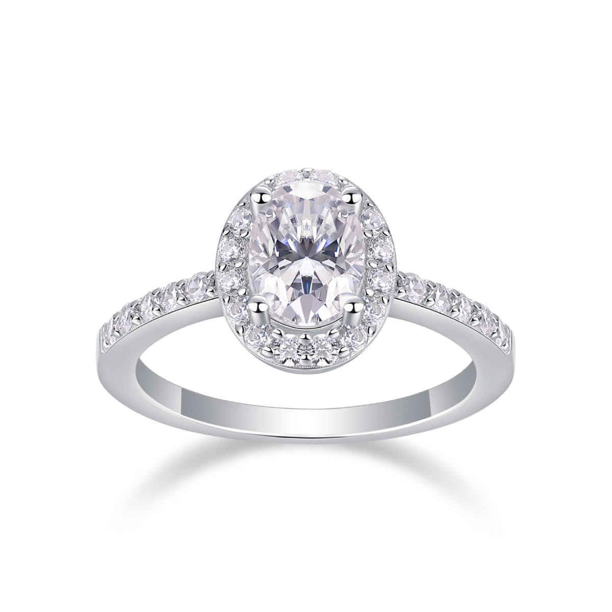 Moonwood Oval-Cut Moissanite Halo Ring in Sterling Silver