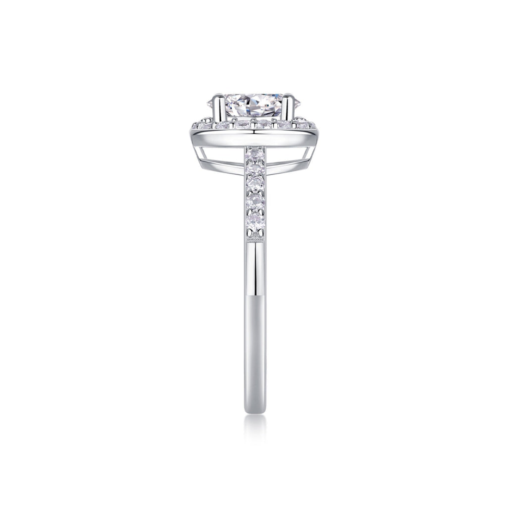 Moonwood Oval-Cut Moissanite Halo Ring in Sterling Silver