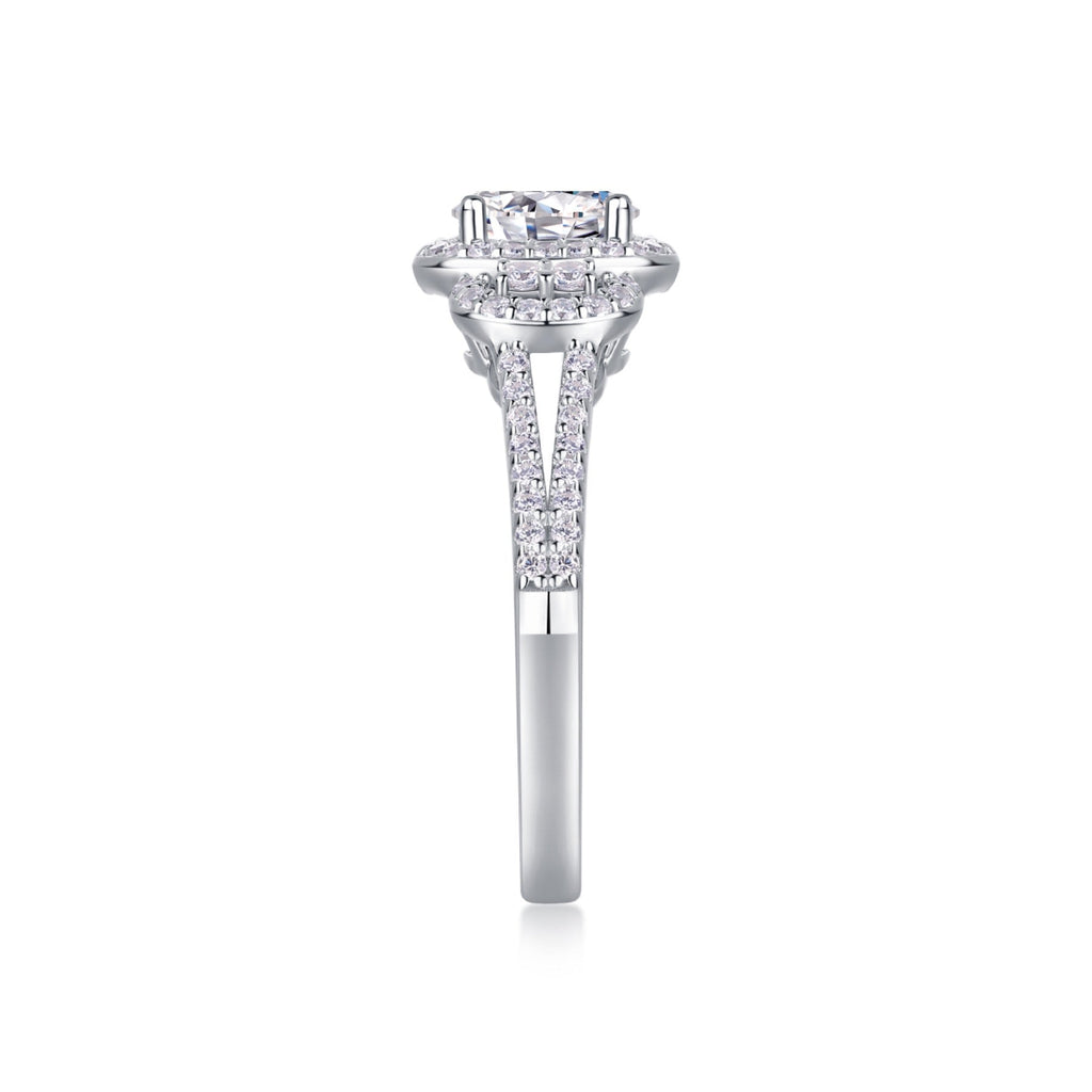 Eden Oval-Cut Moissanite Halo Ring in Sterling Silver