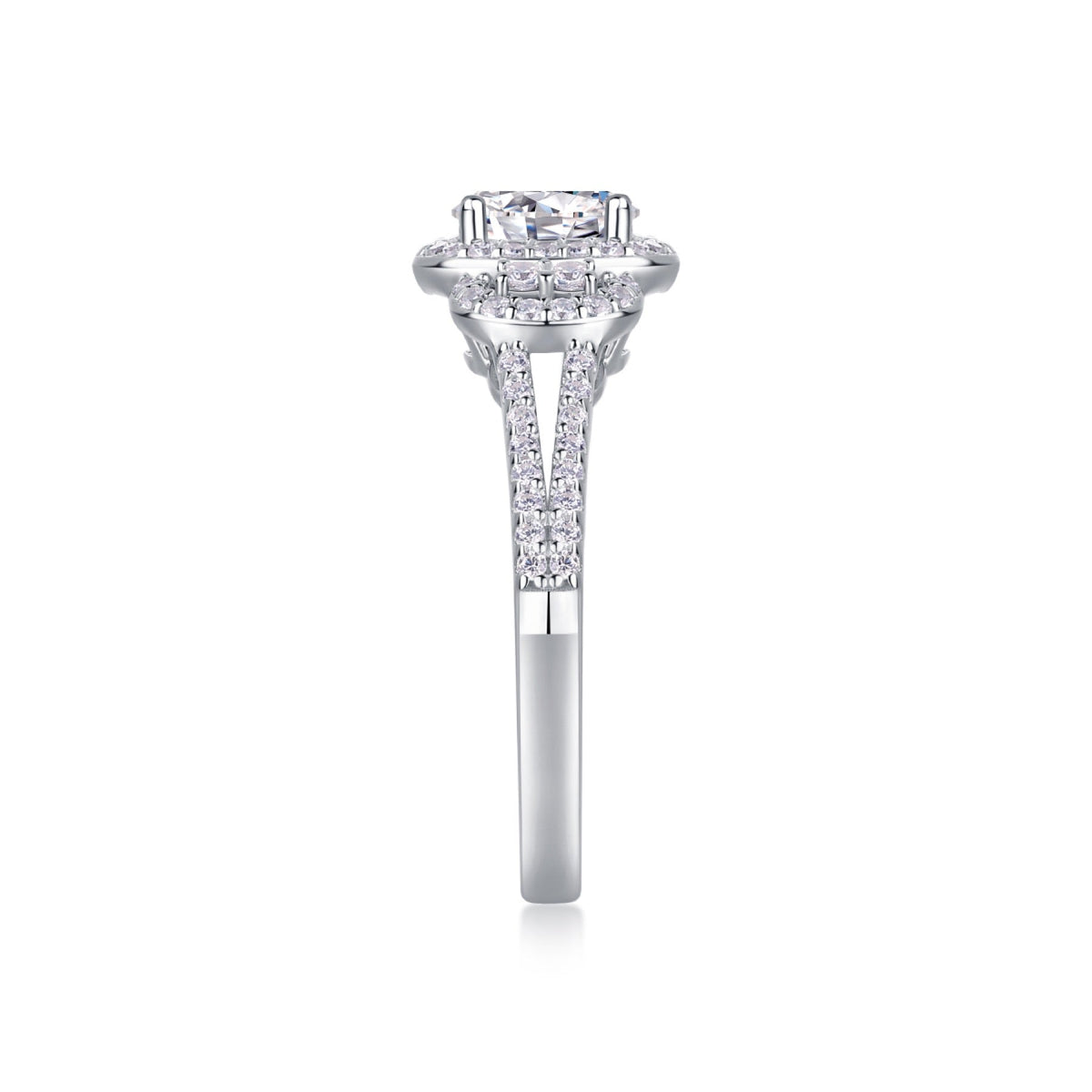 Eden Oval-Cut Moissanite Halo Ring in Sterling Silver