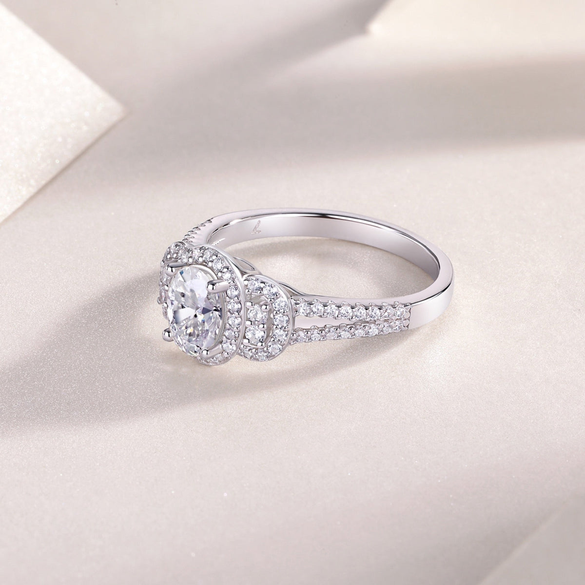 Eden Oval-Cut Moissanite Halo Ring in Sterling Silver