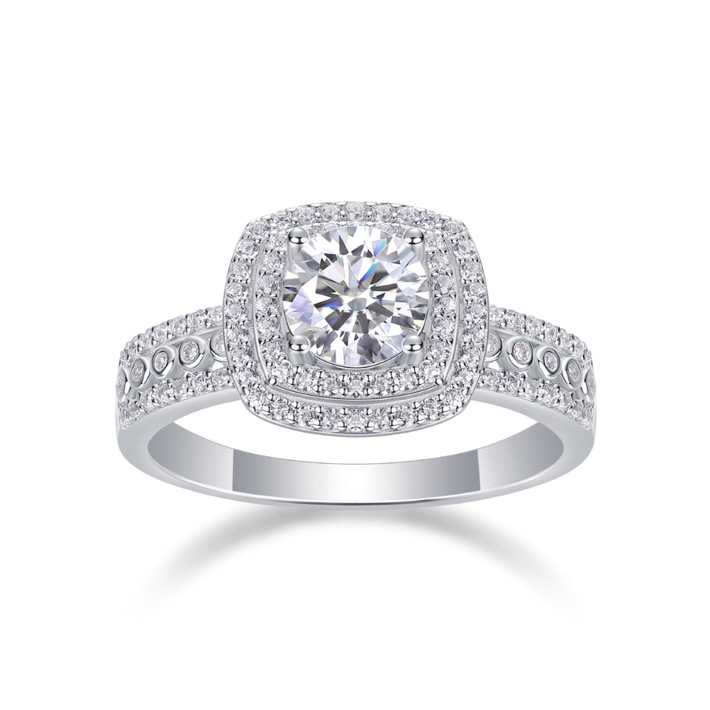 Provence Cushion-Cut Moissanite Halo Ring in Sterling Silver