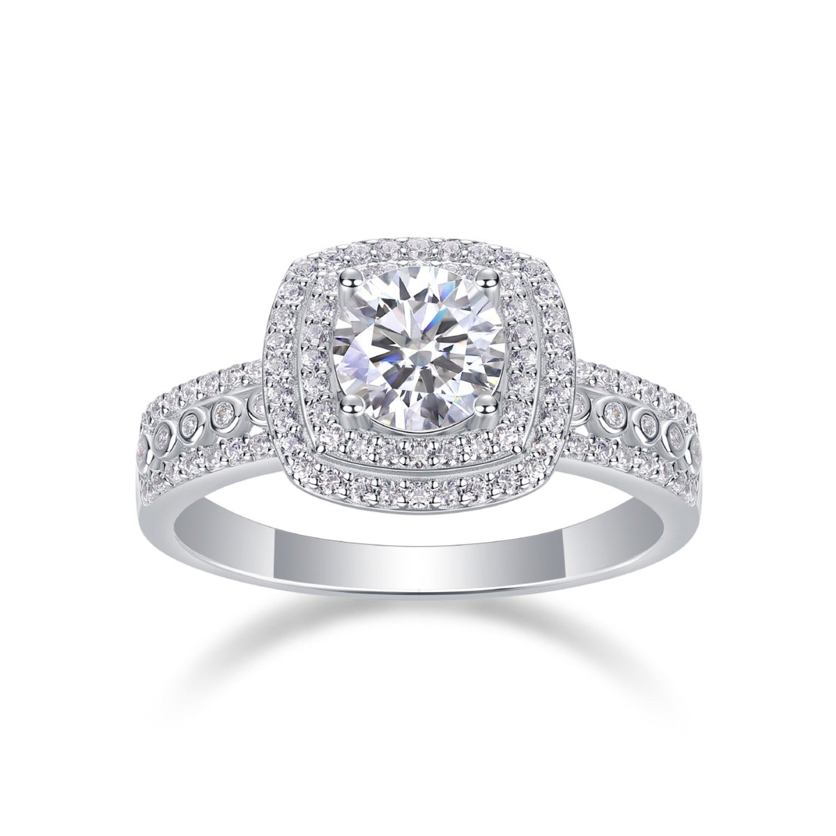 Provence Cushion-Cut Moissanite Halo Ring in Sterling Silver