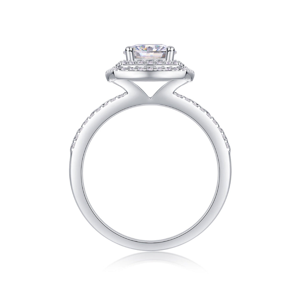 Provence Cushion-Cut Moissanite Halo Ring in Sterling Silver