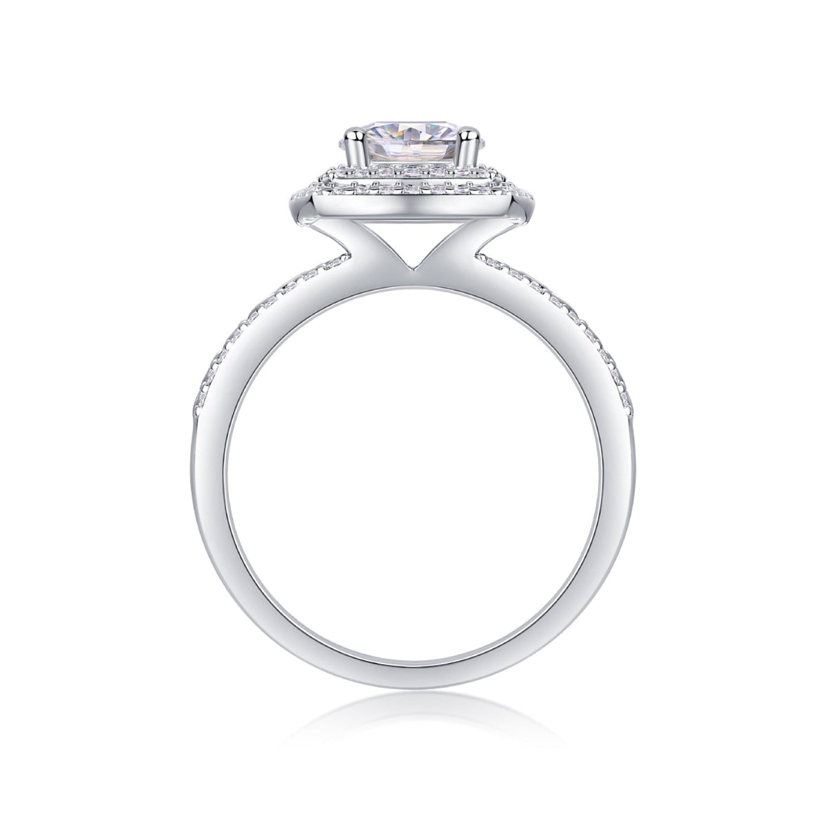 Provence Cushion-Cut Moissanite Halo Ring in Sterling Silver