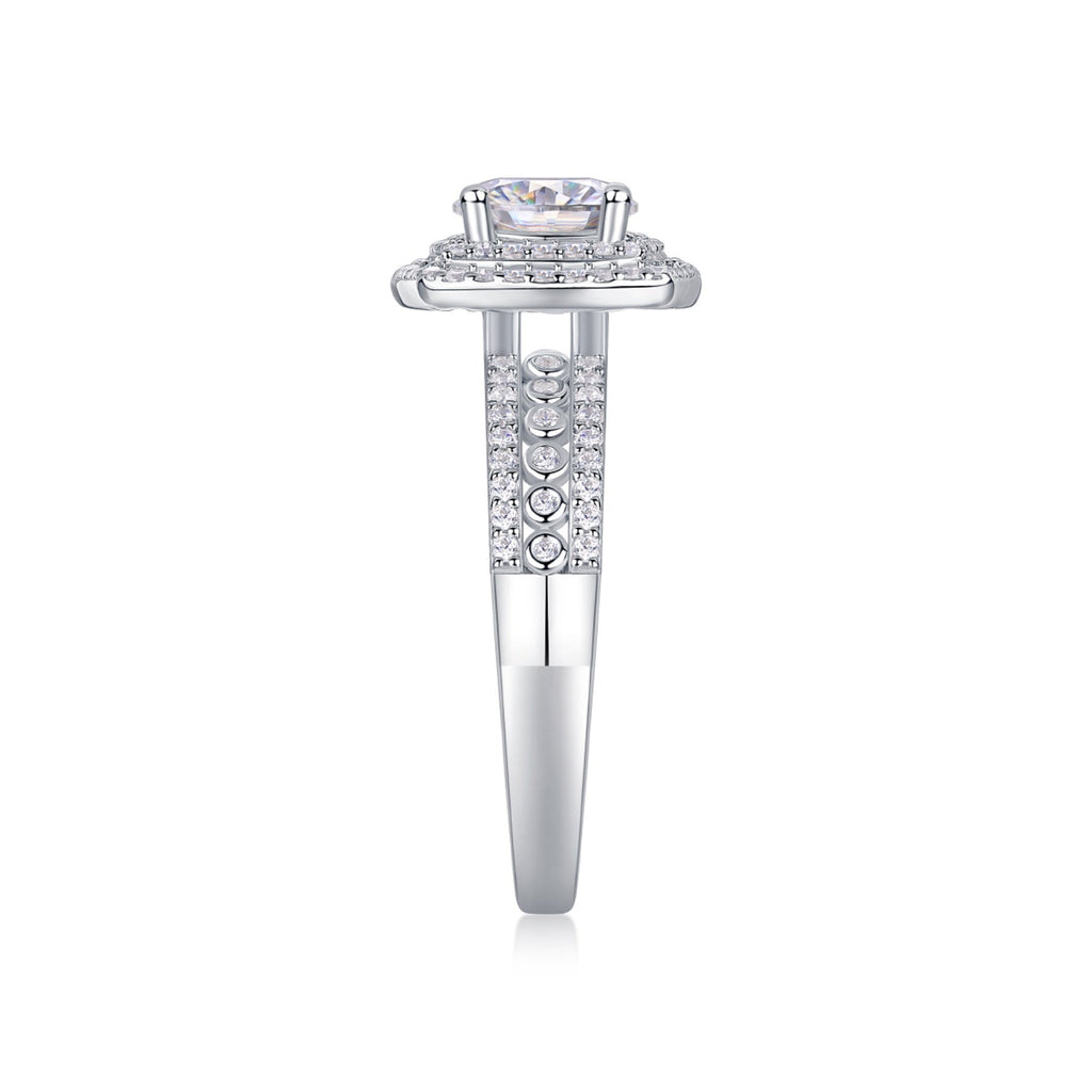 Provence Cushion-Cut Moissanite Halo Ring in Sterling Silver