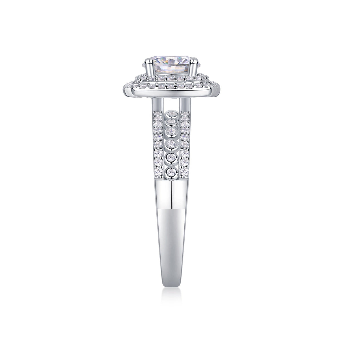 Provence Cushion-Cut Moissanite Halo Ring in Sterling Silver