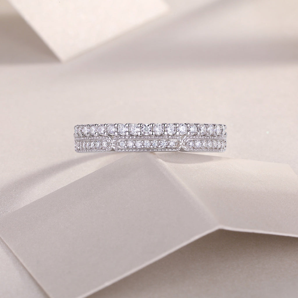 Abyss Moissanite Band Ring in Sterling Silver
