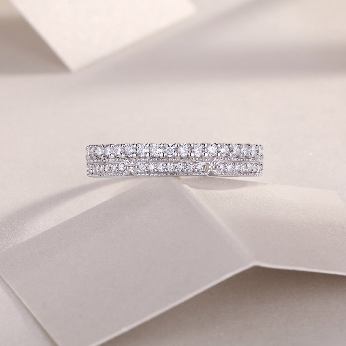 Abyss Moissanite Band Ring in Sterling Silver